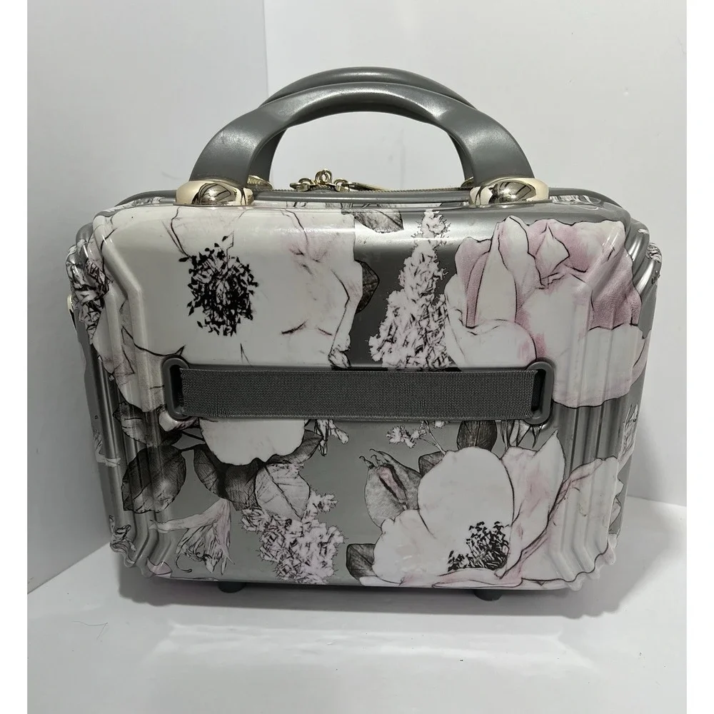 TRIFORCE Elite Silver Floral Hard Beauty Travel Case *No strap*